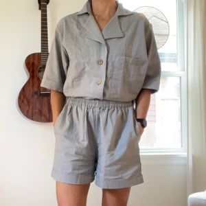 Linen Pajama Set in Light Grey